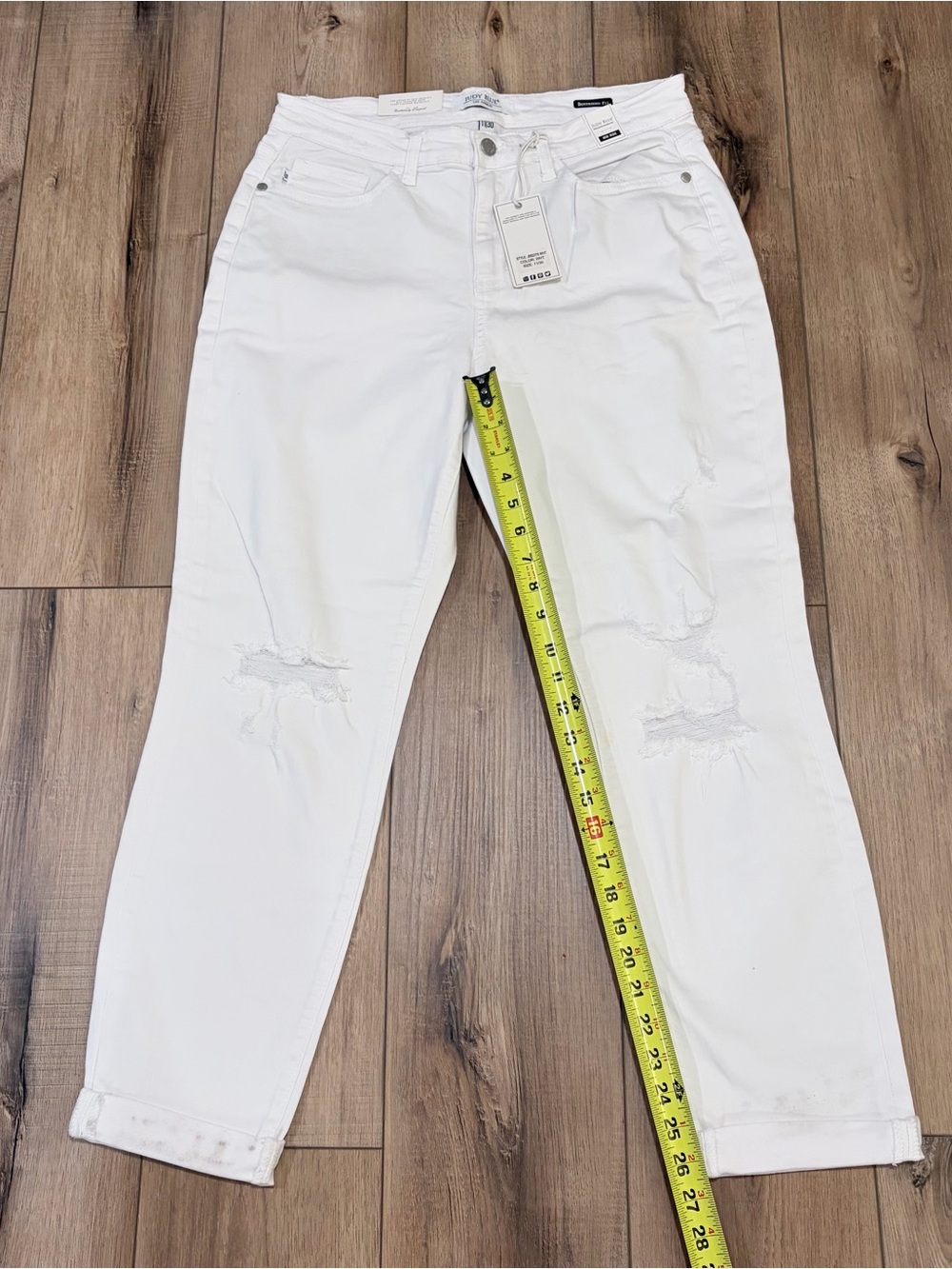 Judy Blue White Distressed Boyfriend Jeans Coastal Cowgirl Y2K 11/30 - Picture 13 of 16